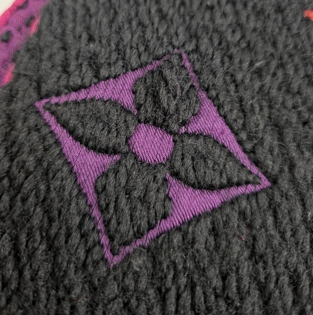 Louis Vuitton Echarpe Logomania Rainbow Wool Silk Scarf Black Pink